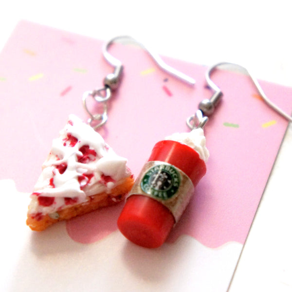 Cranberry Bar and Red Cup Dangle Earrings